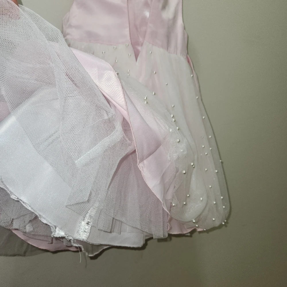 Princess Couture EUC Pearls Embellished Pink White Girls Size 4